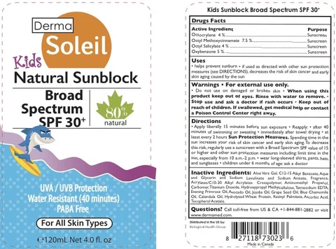 DERMA SOLEIL KIDS NATURAL SUNBLOCK SPF 30 포장