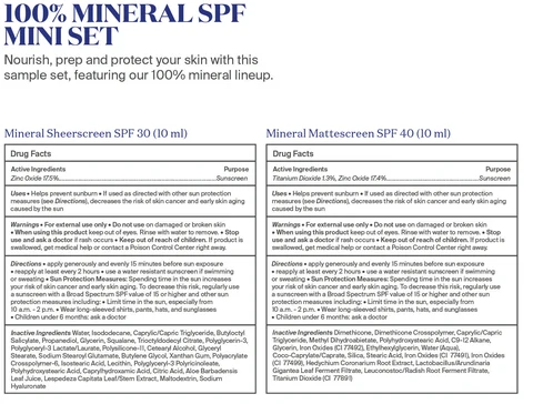 100 % Mineral SPF Mini Set 포장