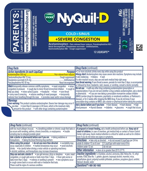 Vicks NyQuil-DCOLD and SINUS plus SEVERE CONGESTION 포장