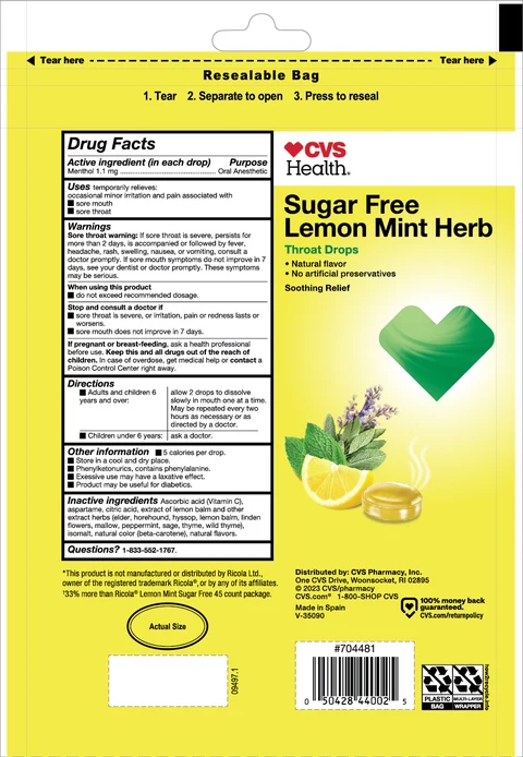 Lemon Mint Herb Throat Drops packaging