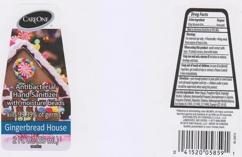 CAREONE ANTIBACTERIAL SANITIZERGINGERBREAD HOUSE packaging