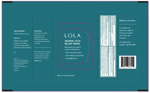LOLA Vaginal Itch Relief Wipes packaging