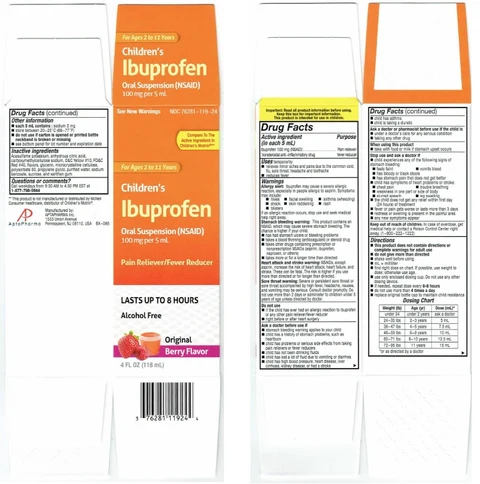 Childrens Ibuprofen Oral Suspension packaging