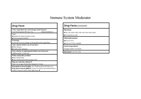 Immune System Moderator packaging