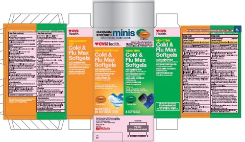 CVS Health Maximum Strength Non Drowsy Day and Night Cold and Flu Max Softgels Minis 포장