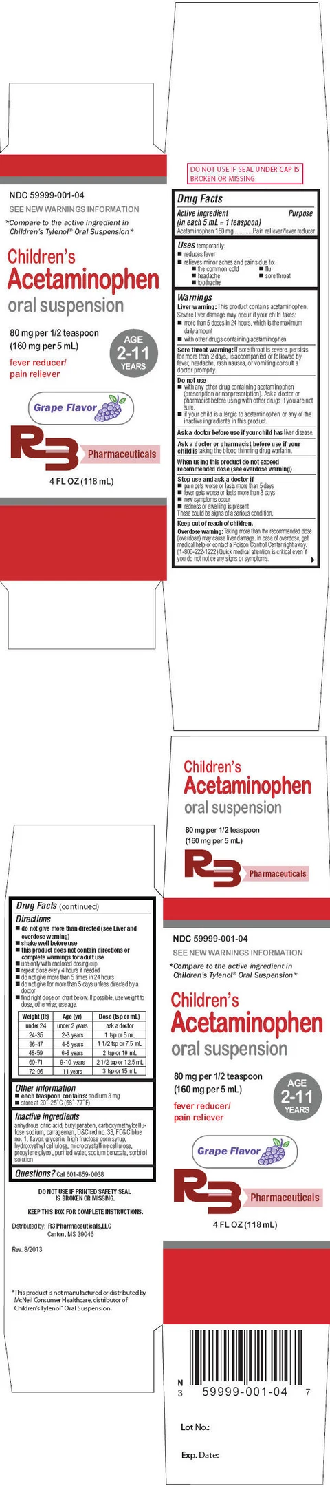 Childrens Acetaminophen packaging