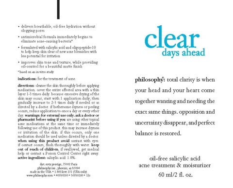clear days aheadoil-free salicylic acid acne treatment and moisturizer packaging