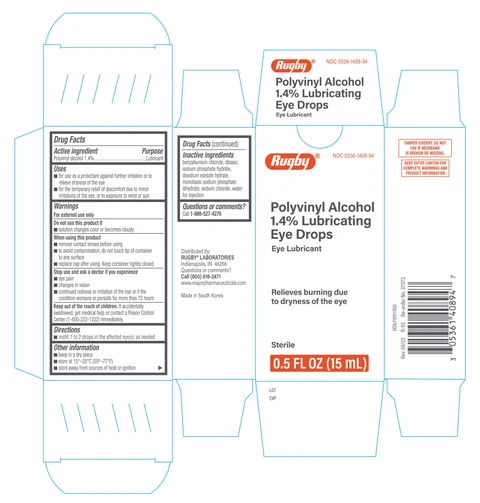 Rugby Polyvinyl Alcohol 1.4% Lubricating Eye Drops 포장