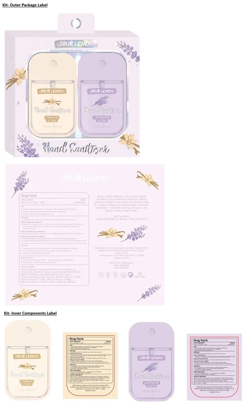 SOUR LEMON Hand Sanitizer - VANILLA AND LAVENDER SCENT 포장