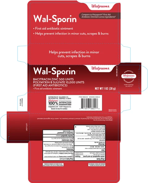 Walgreens Wal-Sporin First Aid Antibiotic packaging