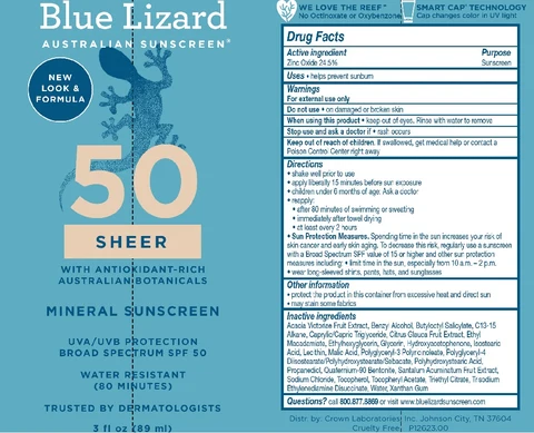 Blue Lizard Sheer SPF 50 Sunscreen 포장