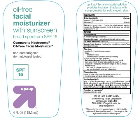 Target Up and Up Oil Free Facial Moisturizer with Sunscreen Broad Spectrum SPF 15 packaging