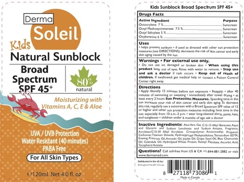 DERMA SOLEIL KIDS NATURAL SUNBLOCK SPF 45 포장