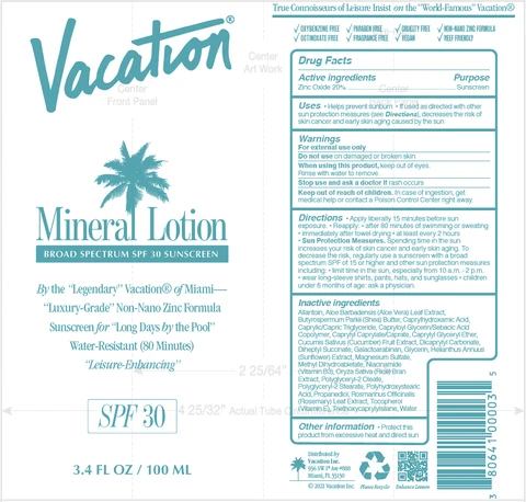 VACATION MINERAL BROAD SPECTRUM SPF 30 SUNSCREEN 포장