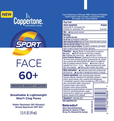 Coppertone Sport Face SPF 60 Plus Sunscreen 포장