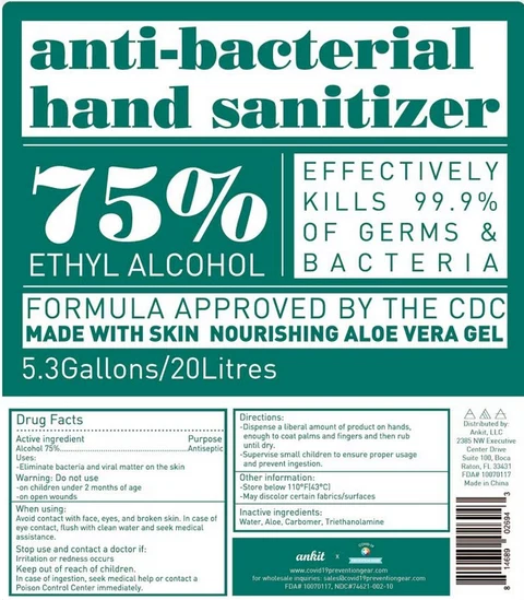 Antibacterial hand sanitizer 포장