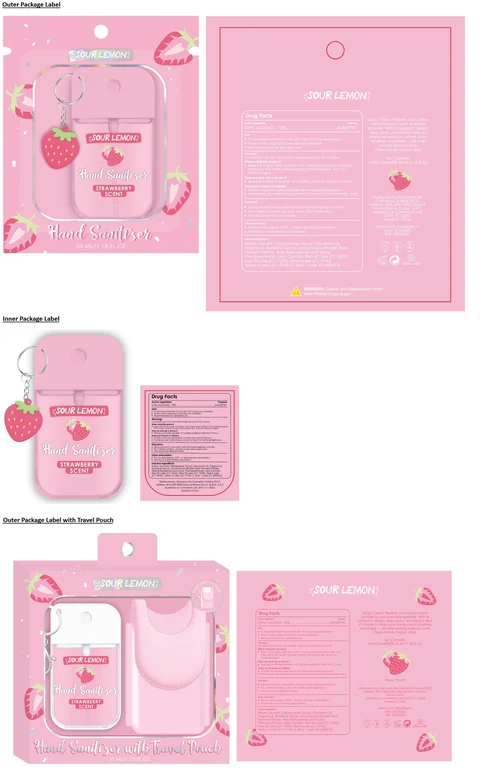 SOUR LEMON Hand Sanitizer STRAWBERRY SCENT 포장