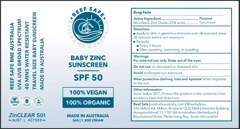 Reef safe - Baby zinc sunscreen SPF50 포장