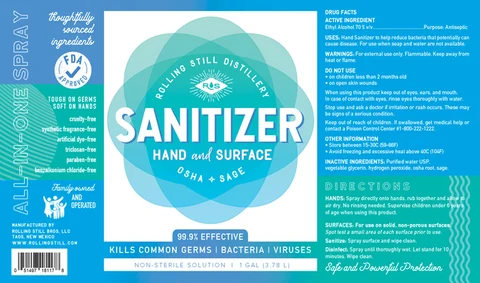 Rolling Still Hand and Surface Sanitizer packaging