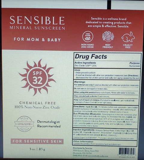 Sensible SPF 32 Mineral Sunscreen 포장