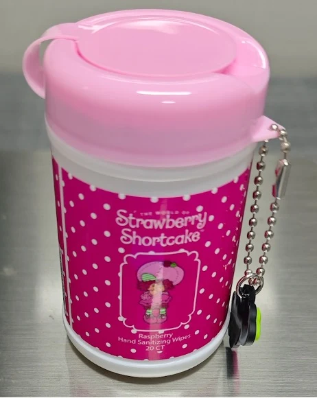 Strawberry Shortcake Raspberry Hand Sanitizer Wipes packaging