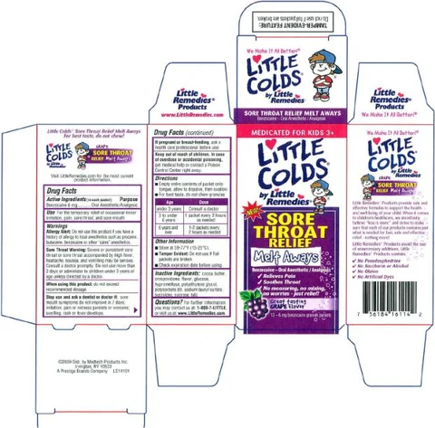 Little Colds Sore Throat Relief Melt Aways packaging
