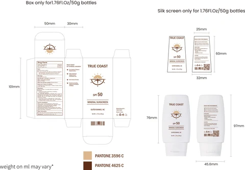 True Coast SPF 50 Mineral Sunscreen 포장