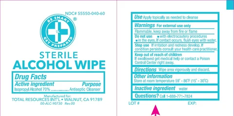 Sterile Alcohol Wipe packaging