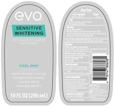 evo SENSITIVE WHITENING ANTI-CAVITY FLUORIDE packaging