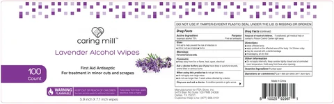 caring mill Lavender Alcohol Wipes packaging