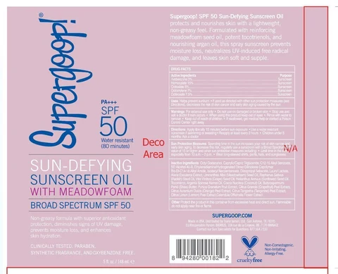 Sun-Defying Sunscreen Oil Broad Spectrum SPF 50 Supergoop 포장