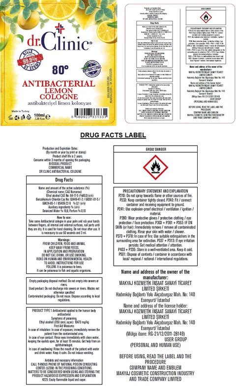 DR.CLINIC ANTIBACTERIAL COLOGNE 포장