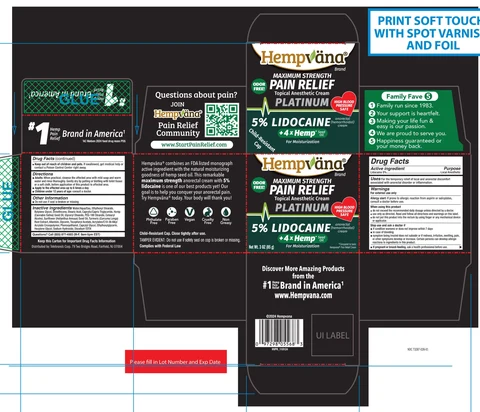 Hempvana Maximum Strength Pain Relief Topical Anesthetic Platinum 포장