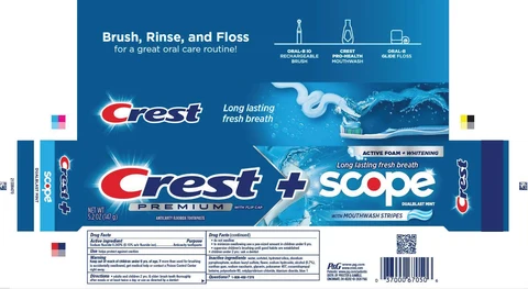 Crest Premium PlusScope Active Foam plus Whitening Dualblast Mint 포장