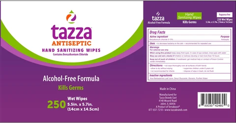 Tazza Antiseptic Hand Sanitizing Wipes packaging