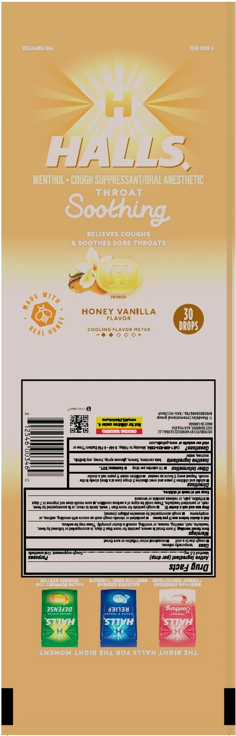 HallsHoney Vanilla packaging