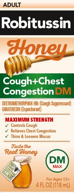 Robitussin Honey Maximum Strength Cough and Chest Congestion DM packaging