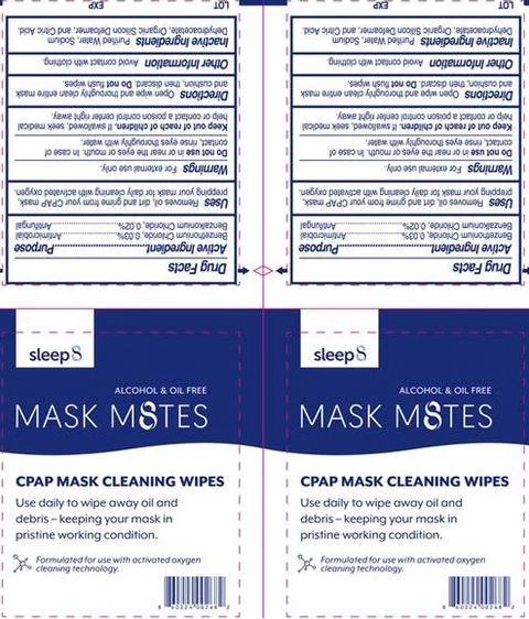 CPAP Mask cleaning wipes packaging