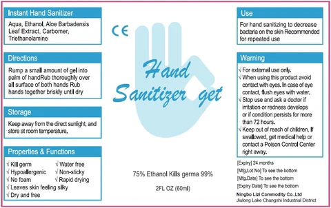 Hand Sanitizer packaging