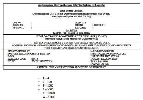 ACETAMINOPHEN, DEXTROMETHORPHAN HYDROBROMIDE, and PHENYLEPHRINE HYDROCHLORIDE 포장