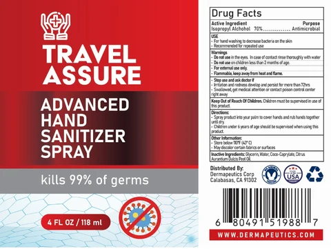 Travel Assure Advanced Hand Sanitizer packaging