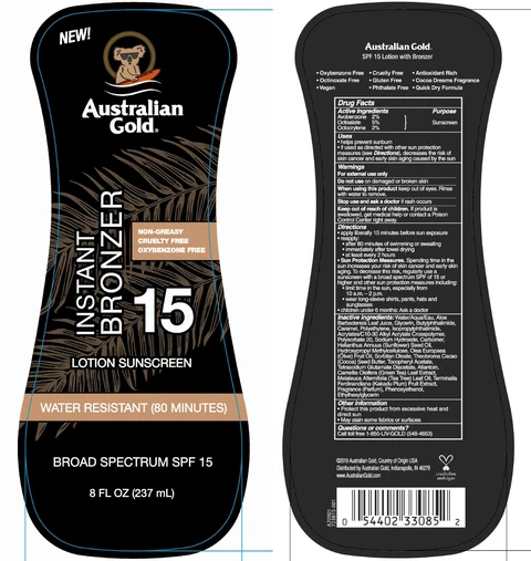 Australian GoldInstant Bronzer 15 sunscreen 포장