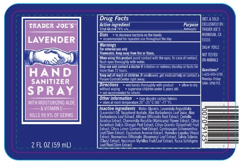 TRADER JOES HAND SANITIZERLAVENDER 포장