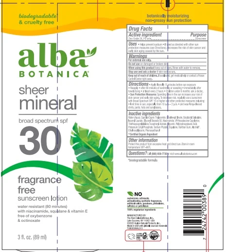 Alba Botanica Sheer Mineral SPF30 포장