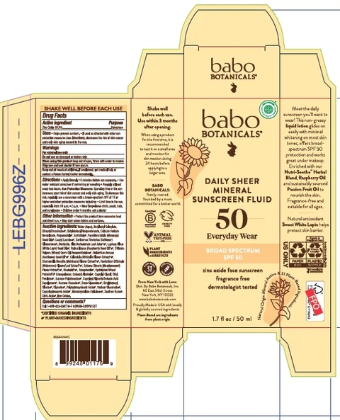 Babo Botanicals Daily Sheer Fluid Mineral Sunscreen SPF 50 포장