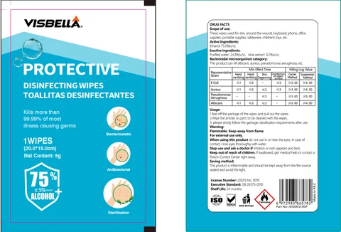 VISBELLA protective disinfecting wipes desinfectar las toallitas 포장