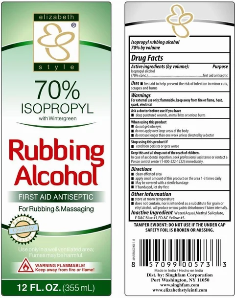 ISOPROPYL RUBBING ALCOHOL 70% WITH WINTERGREEN packaging