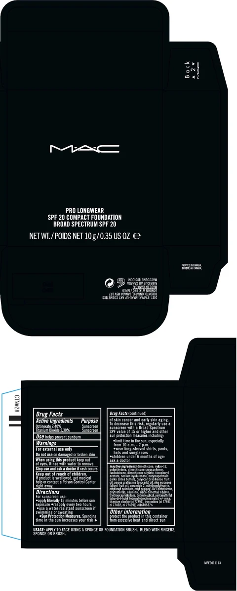 MAC PRO LONGWEAR SPF 20 COMPACT FOUNDATION BROAD SPECTRUM SPF 20 packaging