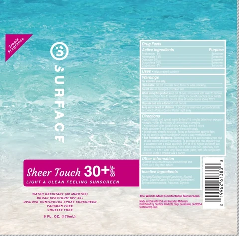 Surface Sun Sheer Touch SPF 30 Sunscreen 포장