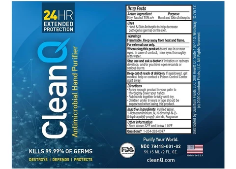 CleanQ Antimicrobial Hand Purifier packaging